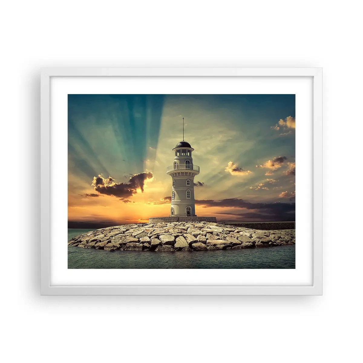 Plakat i hvid ramme - Lys - Godhed - Skønhed - 50x40 cm