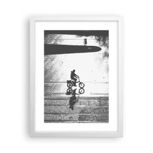 Plakat i hvid ramme - Fremad, gennem byen - 30x40 cm