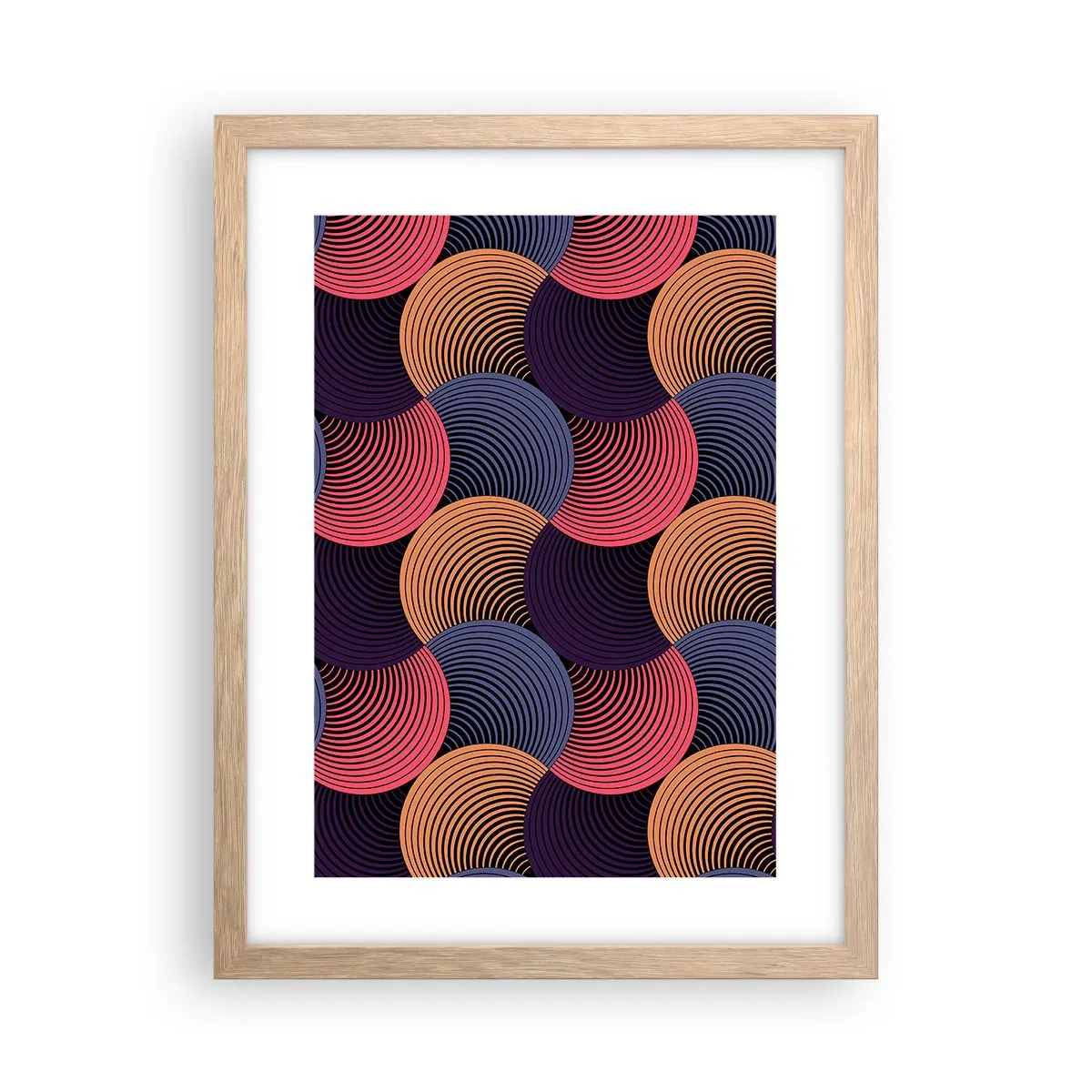 Plakat i ramme af lyst egetræ - I en cirkulær rytme - 30x40 cm
