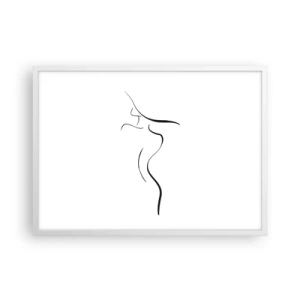 Plakat i hvid ramme - Flygtig som en bølge - 70x50 cm