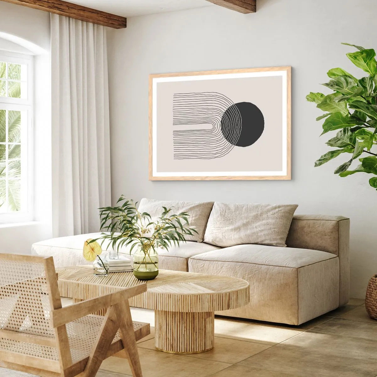 Plakat i ramme af lyst egetræ - Rystende og selvsikker - 40x30 cm