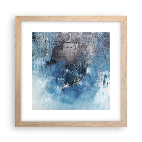 Plakat i ramme af lyst egetræ - Blå rapsodi - 30x30 cm