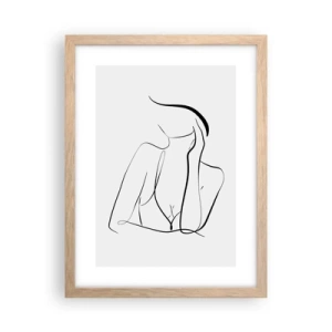 Plakat i ramme af lyst egetræ - På bølgen af en drøm - 30x40 cm