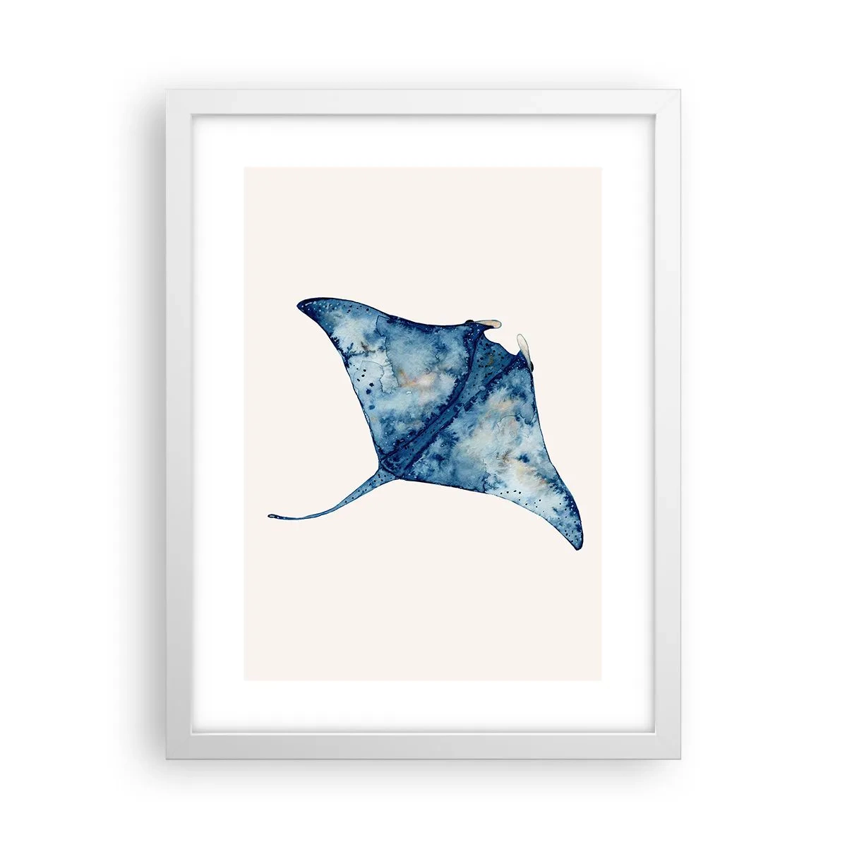 Plakat i hvid ramme - Liv i blåt - 30x40 cm