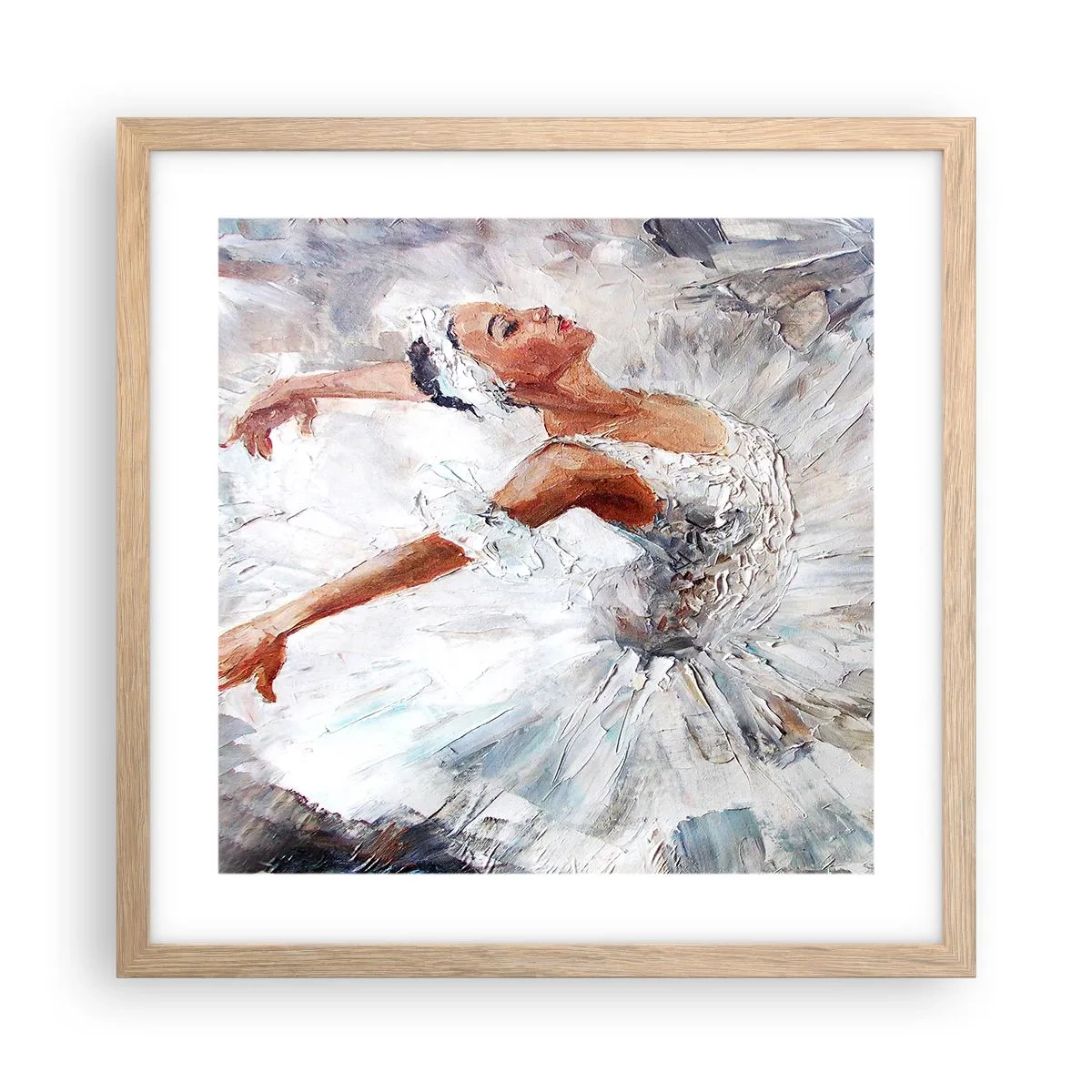 Plakat i ramme af lyst egetræ - Blød og let som tyl - 40x40 cm