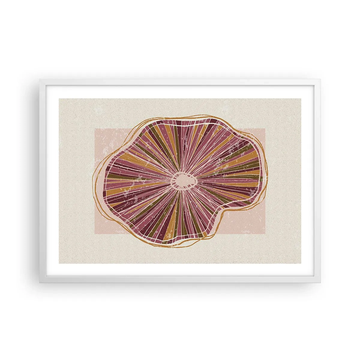 Plakat i hvid ramme - Strålende abstraktion - 70x50 cm