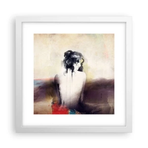 Plakat i hvid ramme - Glatte linjer, ovale former - 30x30 cm