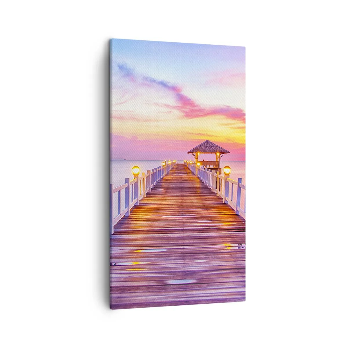 Lærredstryk - Billede på lærred - Lilagylden stilhed om aftenen - 45x80 cm