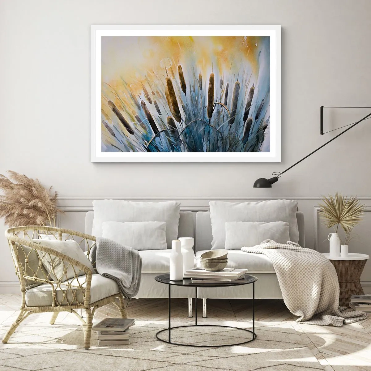 Plakat i hvid ramme - Vandets kulde, solens varme - 70x50 cm