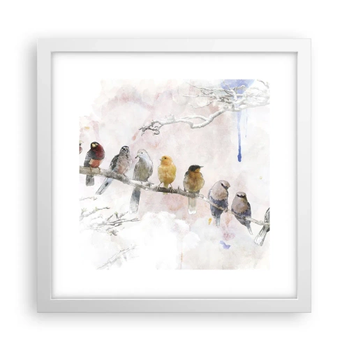 Plakat i hvid ramme - Møde med vinger - 30x30 cm