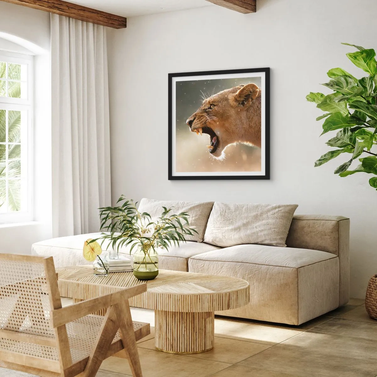 Plakat i sort ramme - Prøv ikke at lytte - 50x50 cm