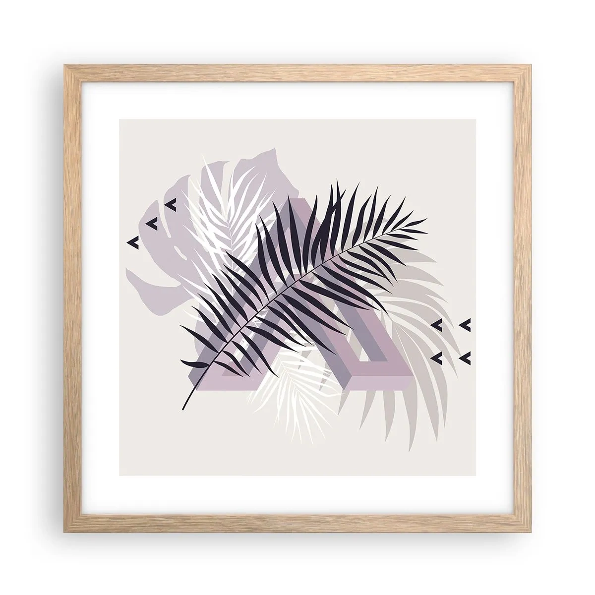 Plakat i ramme af lyst egetræ - Skygge af en skygge - 40x40 cm