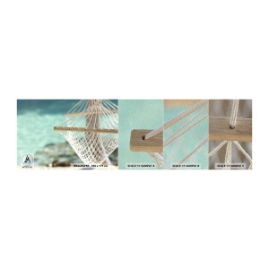Prøve Fototapet Premium Sand - Tid til afslapning - Hængekøje, Strand, Rejser - 100x30 cm