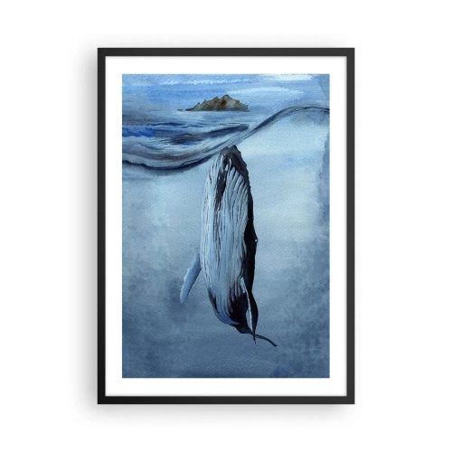 Plakat i sort ramme - En hval under havets overflade - 50x70cm - To verdener i nord - Moderne vægdekoration til stue og soveværelse ARTTOR