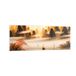 Billede på glas - Længere væk end det fjerne Østen - 140x50 cm