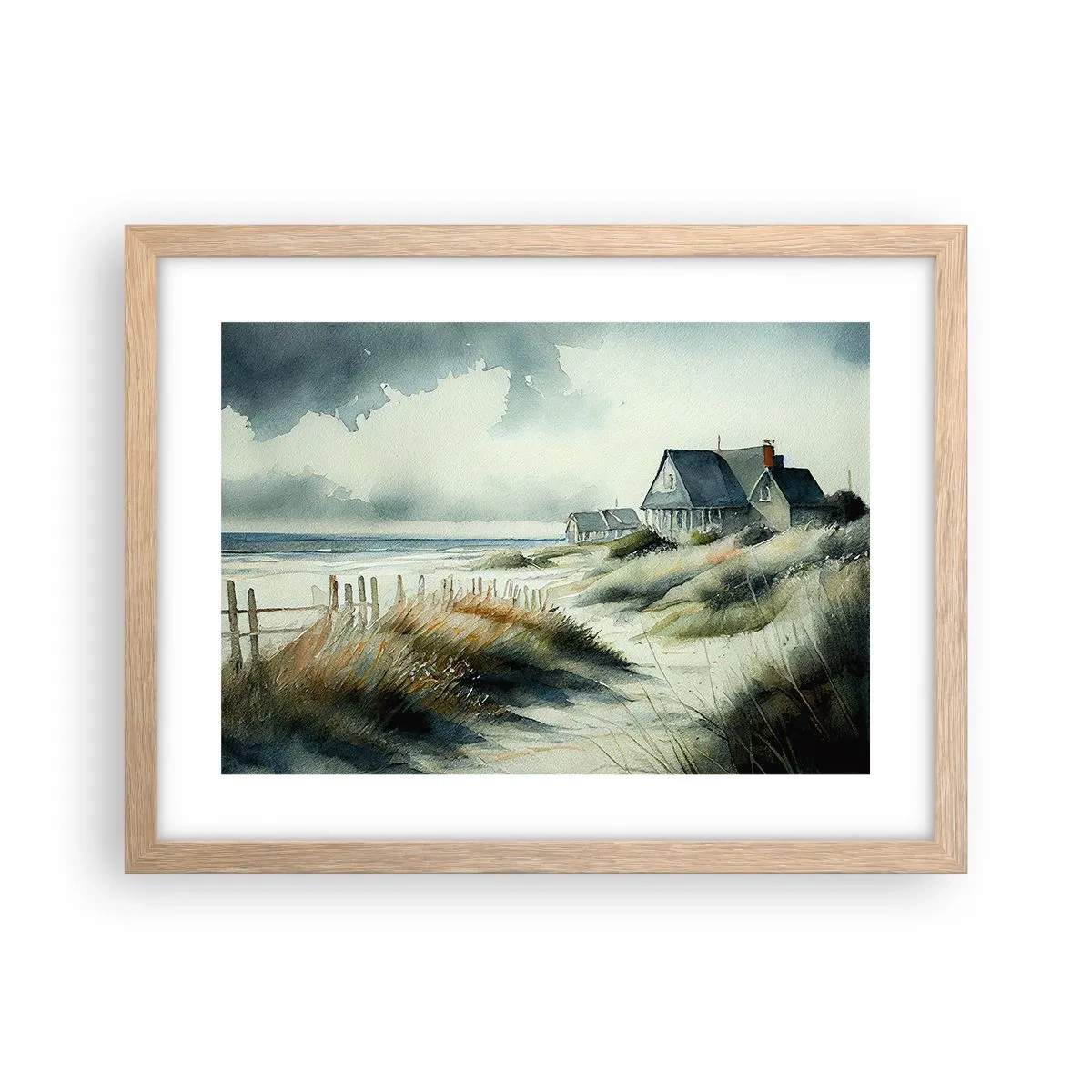 Plakat i ramme af lyst egetræ - Væk fra trængsel og travlhed - 40x30 cm