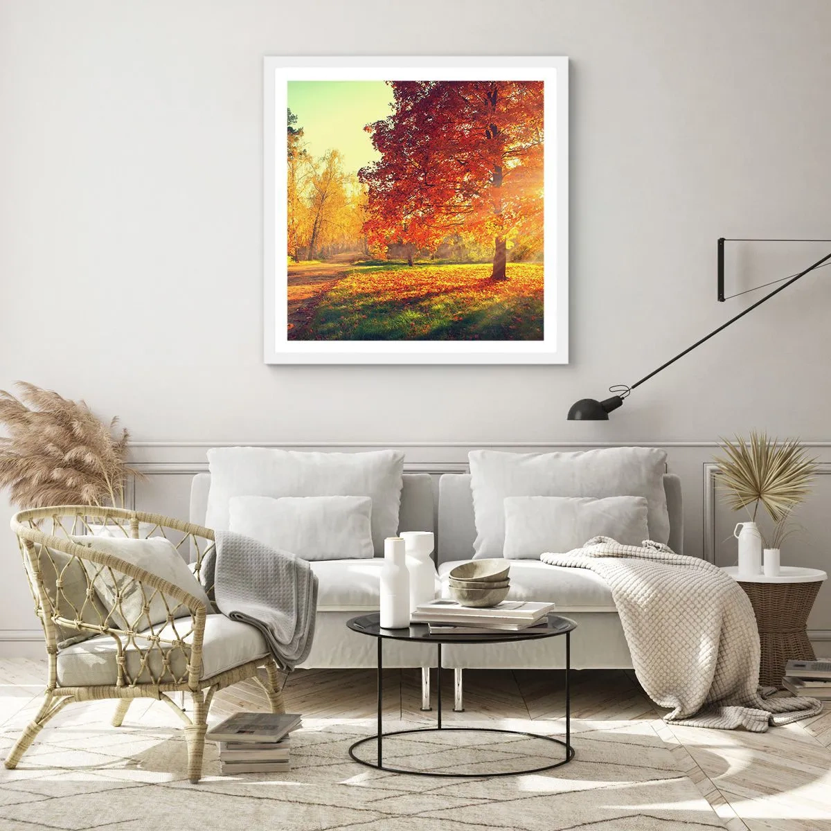 Plakat i hvid ramme - Rød er smuk - 40x40 cm