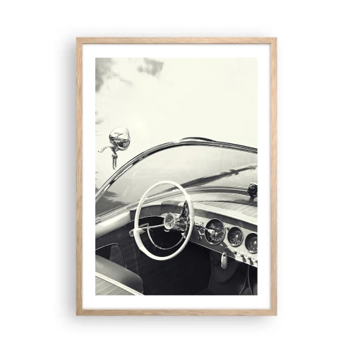 Plakat i ramme af lyst egetræ - Vejr for de rige - 50x70 cm