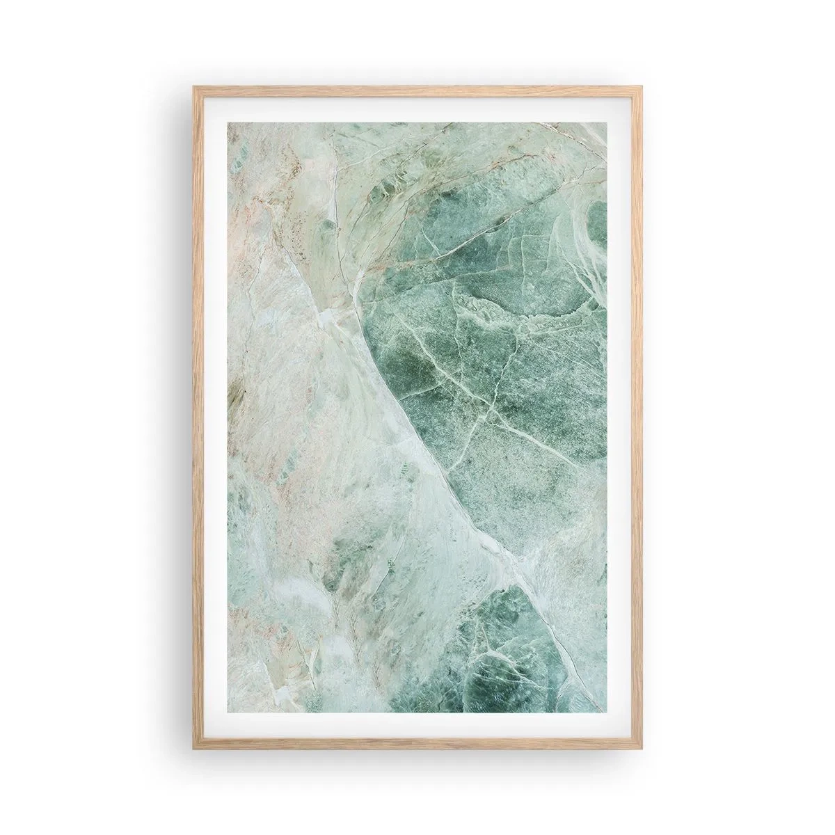 Plakat i ramme af lyst egetræ - Den ædle kølighed af sten - 61x91 cm