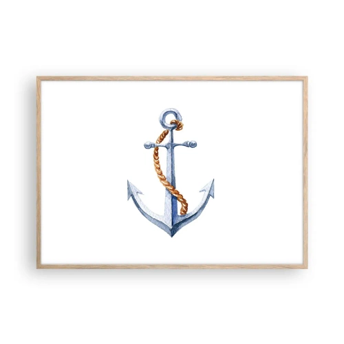 Plakat i ramme af lyst egetræ - Ahoj eventyr! - 100x70 cm