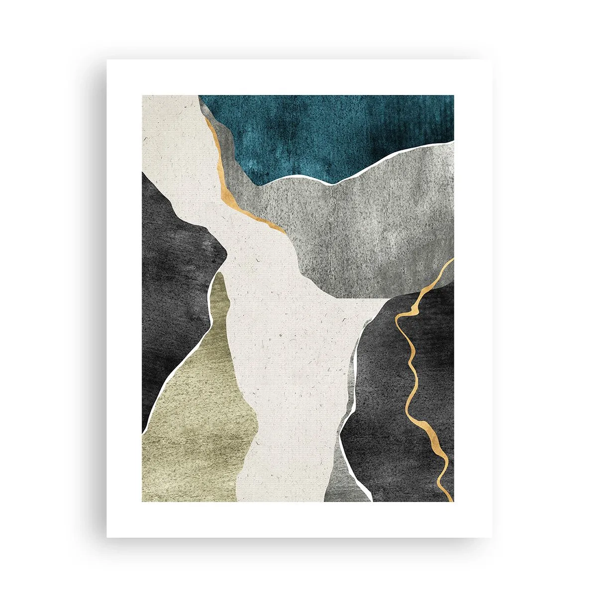Plakat - Mosaikkomposition med en streng af guld - 40x50 cm