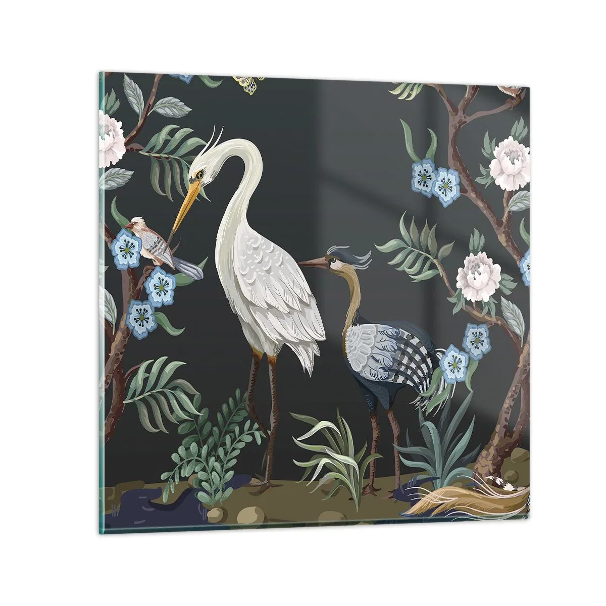 Billede på glas - Fugleparade - 30x30 cm