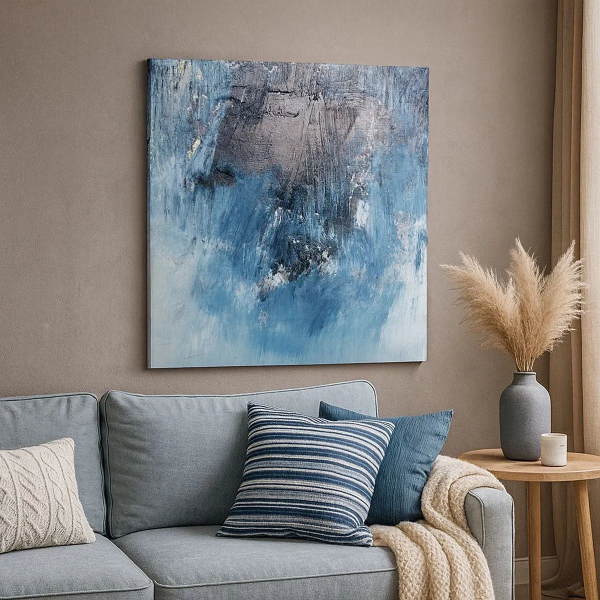 Lærredstryk - Billede på lærred - Blå rapsodi - 30x30 cm