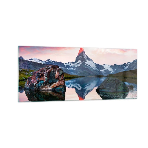 Billede på glas - Bjergenes hjerte er varmt - 100x40 cm