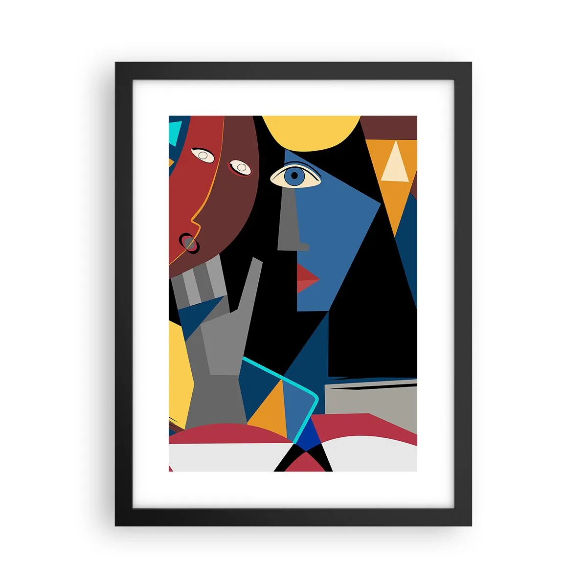 Plakat i sort ramme - Kubistisk samtale - 30x40 cm