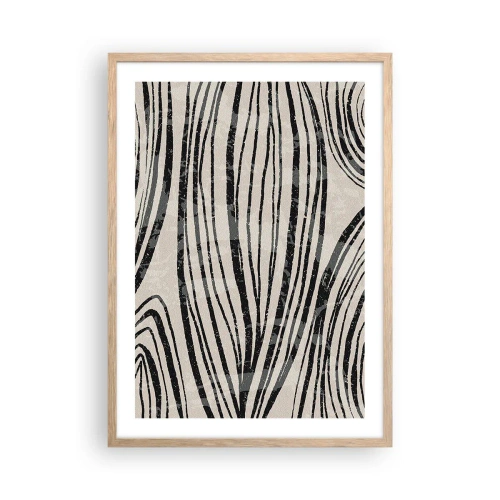 Plakat i ramme af lyst egetræ - Et spild af linjer - 50x70 cm