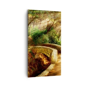 Lærredstryk - Billede på lærred - Lige fra broen og ind i eventyrskoven - 55x100 cm