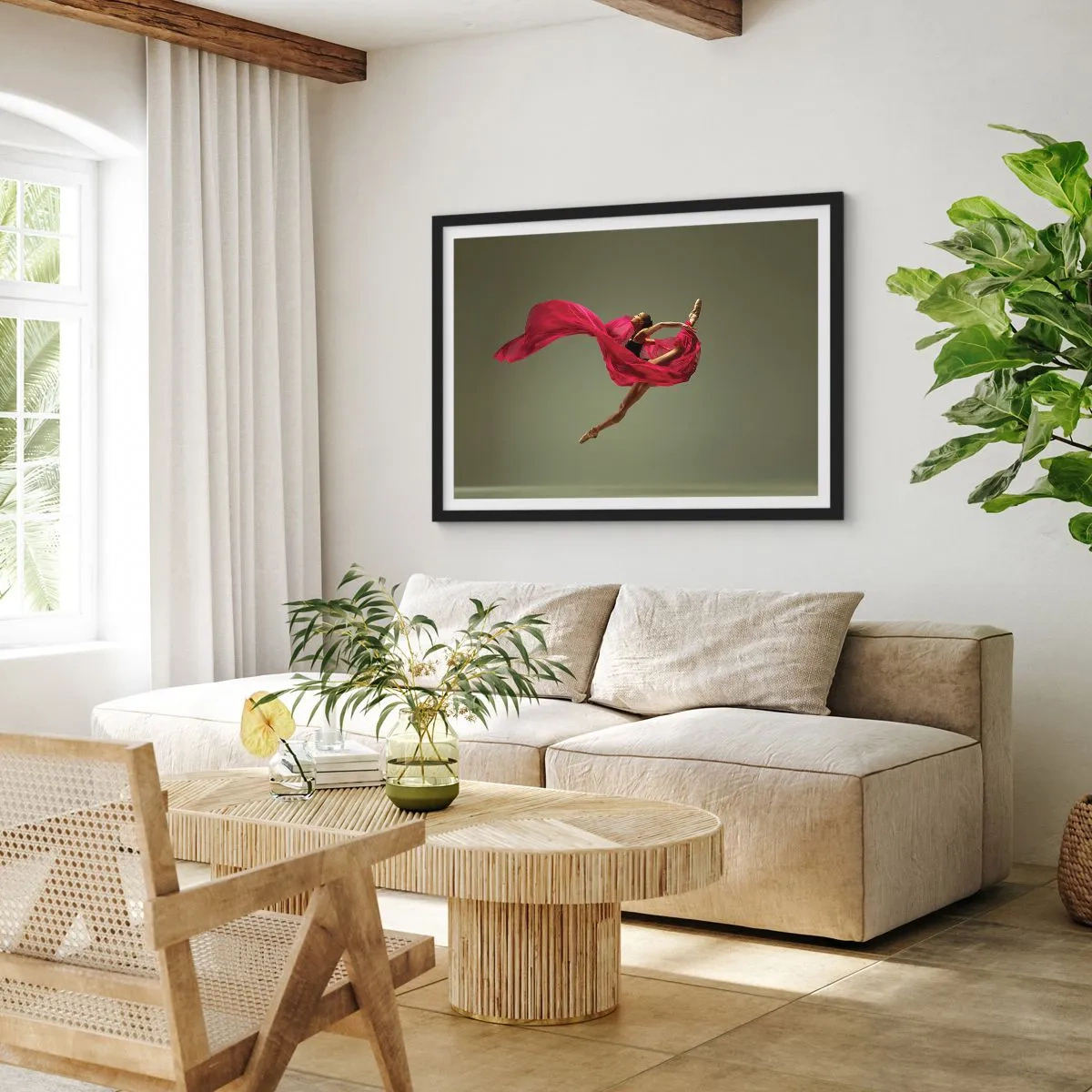 Plakat i sort ramme - Dansende flamme - 70x50 cm