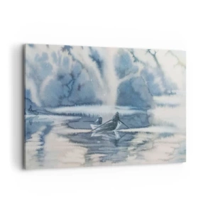 Lærredstryk - Billede på lærred - Lystfiskere i deres paradis - 100x70 cm