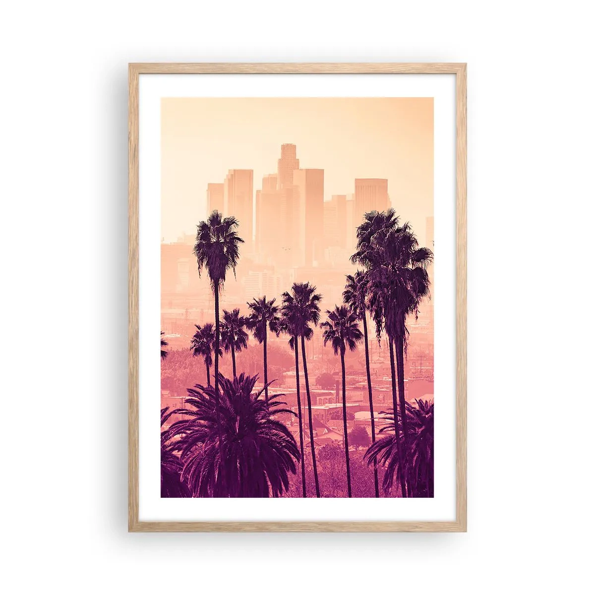 Plakat i ramme af lyst egetræ - Landskab i Californien - 50x70 cm
