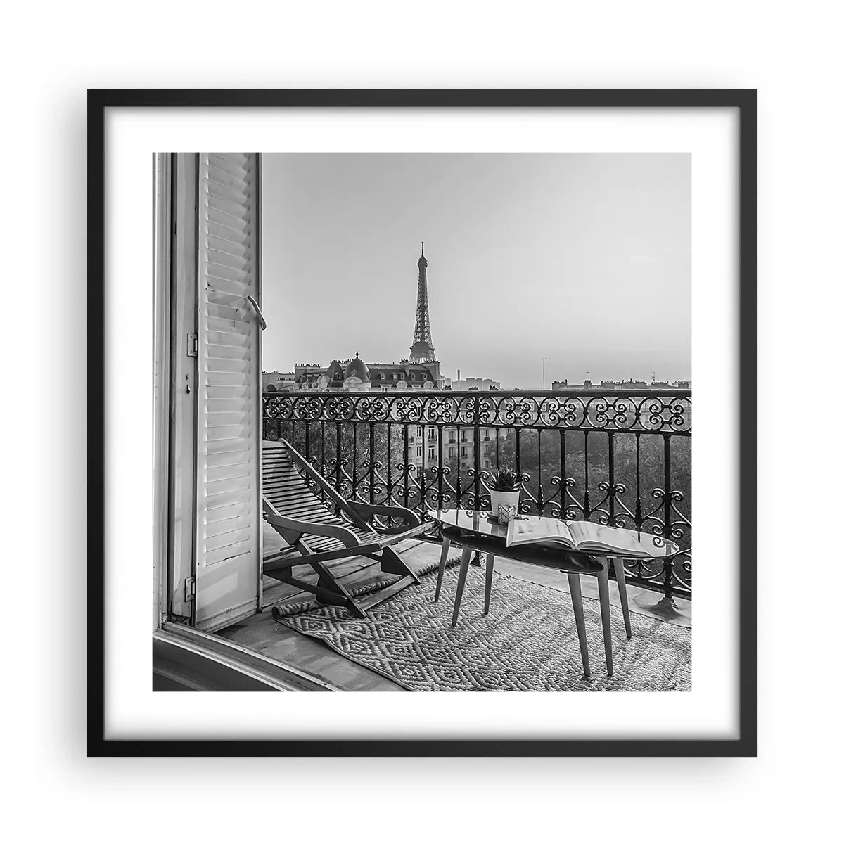 Plakat i sort ramme - Eftermiddag i Paris - 50x50 cm