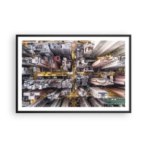 Plakat i sort ramme - Hilsner fra Hong Kong - 91x61 cm