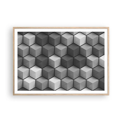 Plakat i ramme af lyst egetræ - Kubistisk puslespil - 100x70 cm