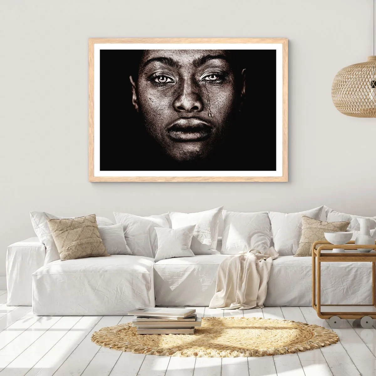 Plakat i ramme af lyst egetræ - Én tåre - 40x30 cm