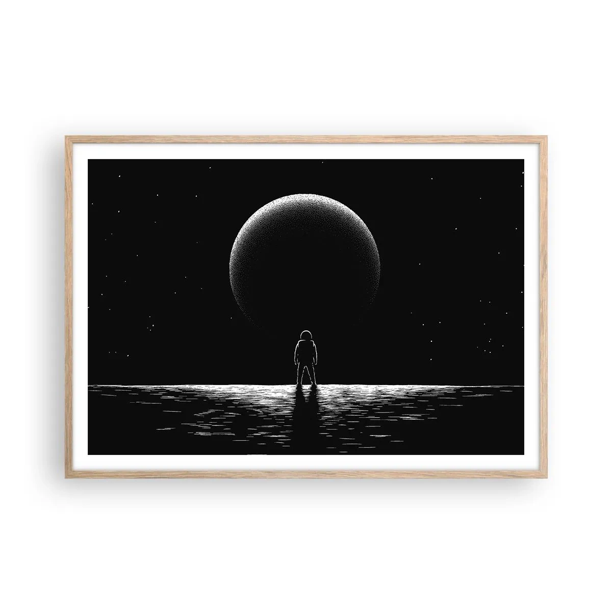 Plakat i ramme af lyst egetræ - Ansigt til ansigt - 100x70 cm