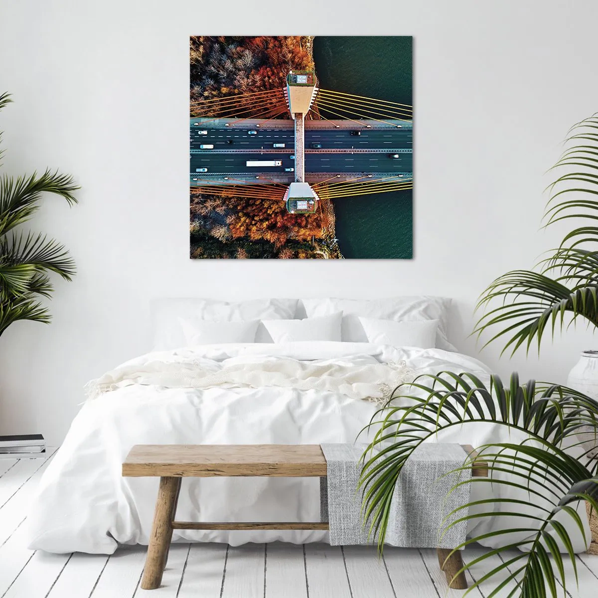 Lærredstryk - Billede på lærred - Bag vandet, bag skovene - 40x40 cm