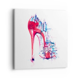 Lærredstryk - Billede på lærred - Elegant kvinde fra storbyen - 30x30 cm