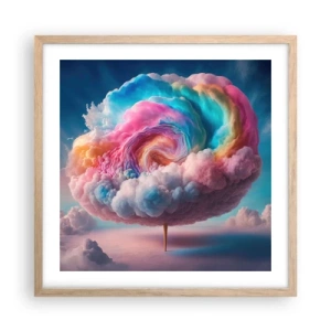 Plakat i ramme af lyst egetræ - En drøm om en forlystelsespark - 50x50 cm