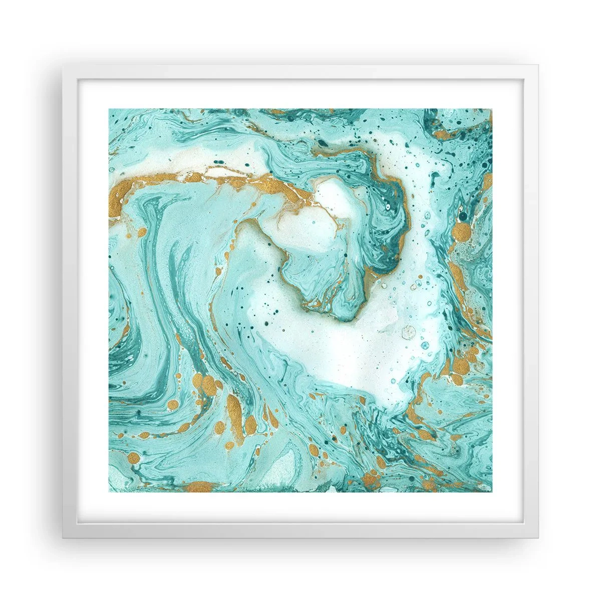 Plakat i hvid ramme - Under den store bølge i Edo-perioden - 50x50 cm