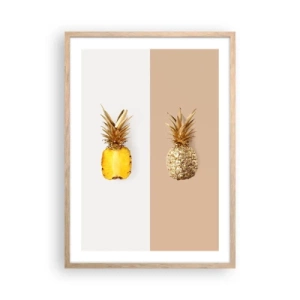 Plakat i ramme af lyst egetræ - Ananas til os - 50x70 cm