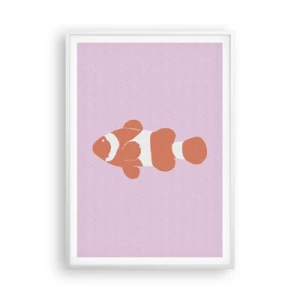 Plakat i hvid ramme - I koraller til ansigt og hale - 70x100 cm