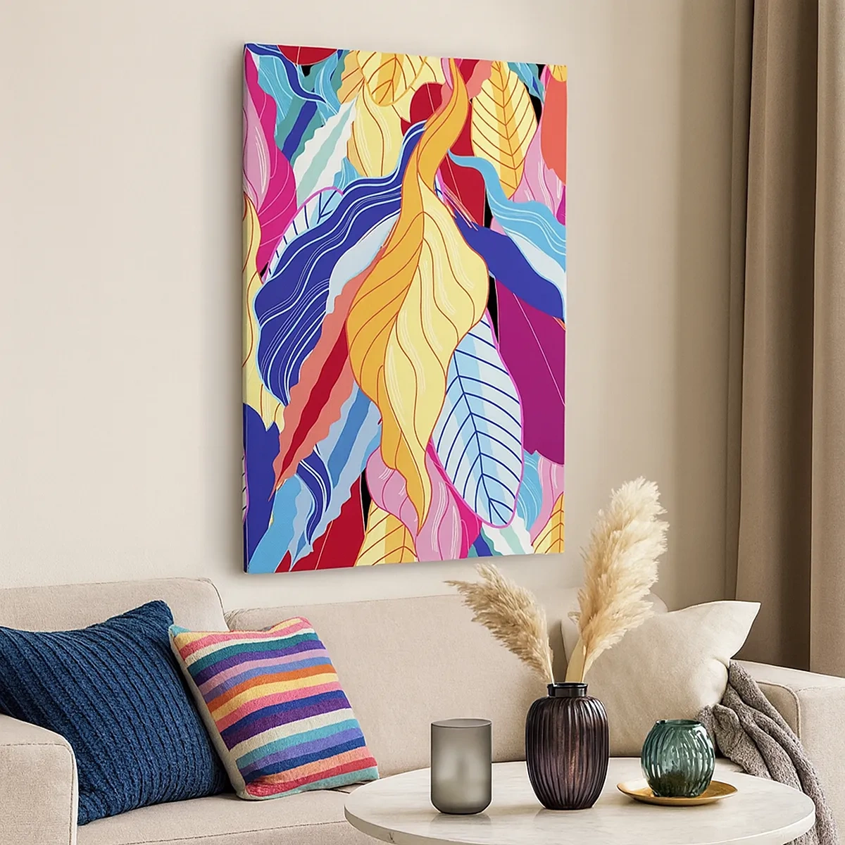 Lærredstryk - Billede på lærred - Et farverigt rod - 50x70 cm