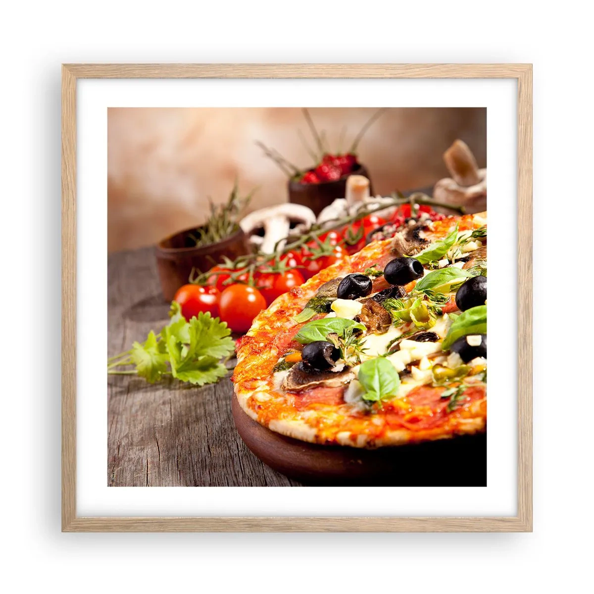 Plakat i ramme af lyst egetræ - Af tellurholdige bestanddele - 50x50 cm