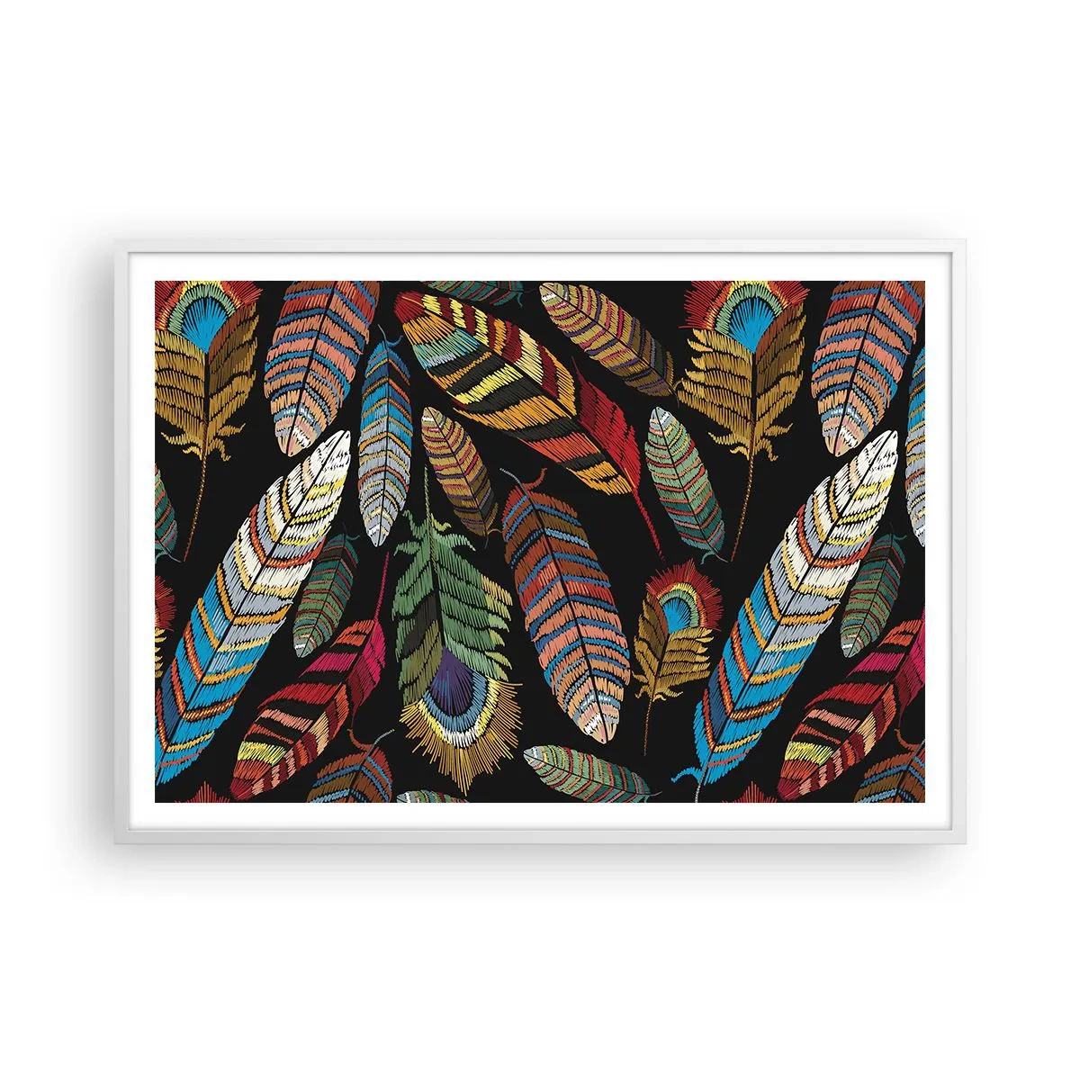 Plakat i hvid ramme - Fuglekarneval - 100x70 cm