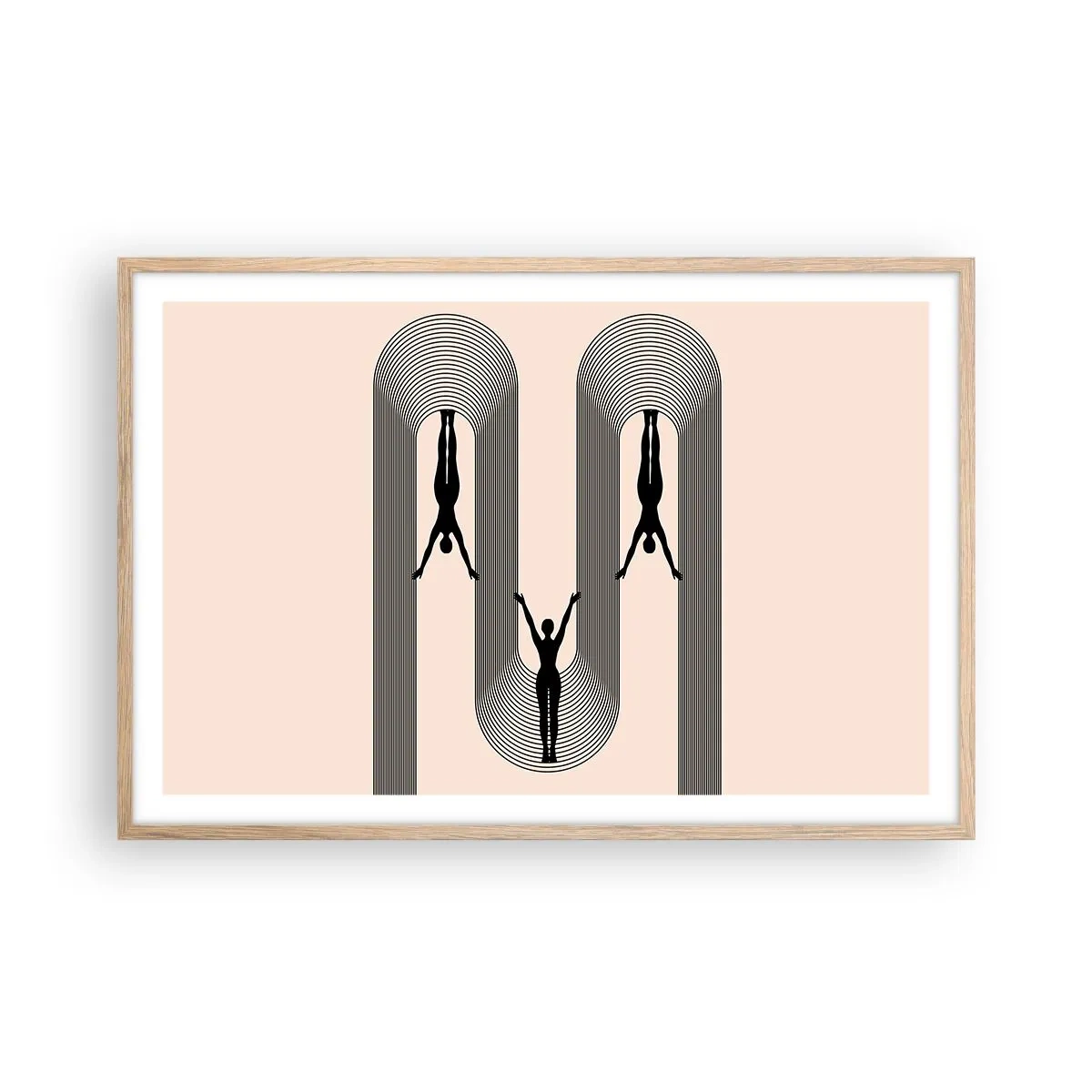 Plakat i ramme af lyst egetræ - På hovedet nedad - 91x61 cm