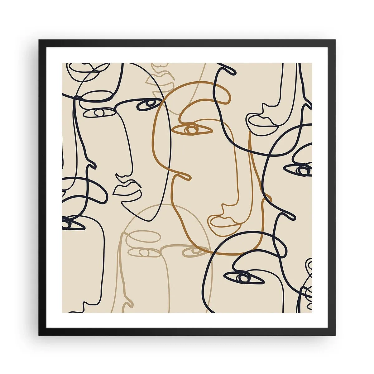 Plakat i sort ramme - Portræt ganget med hinanden - 60x60 cm